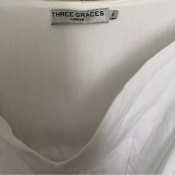 THREE GRACES LONDON White Cotton SOLD OUT ADELE Tie front/back dress - Picture 4 of 16